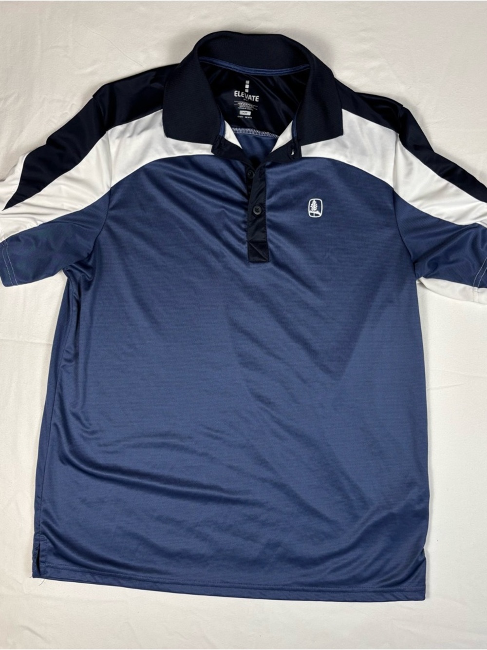 Elevate Sport Color Block Golf Polo | Men's M | Blue Navy White